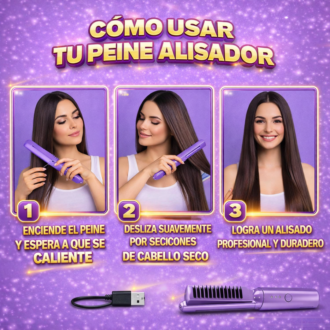 Mini Peine Alisador Iónico Inalámbrico Winner™ – ¡Controla el Frizz en Minutos!