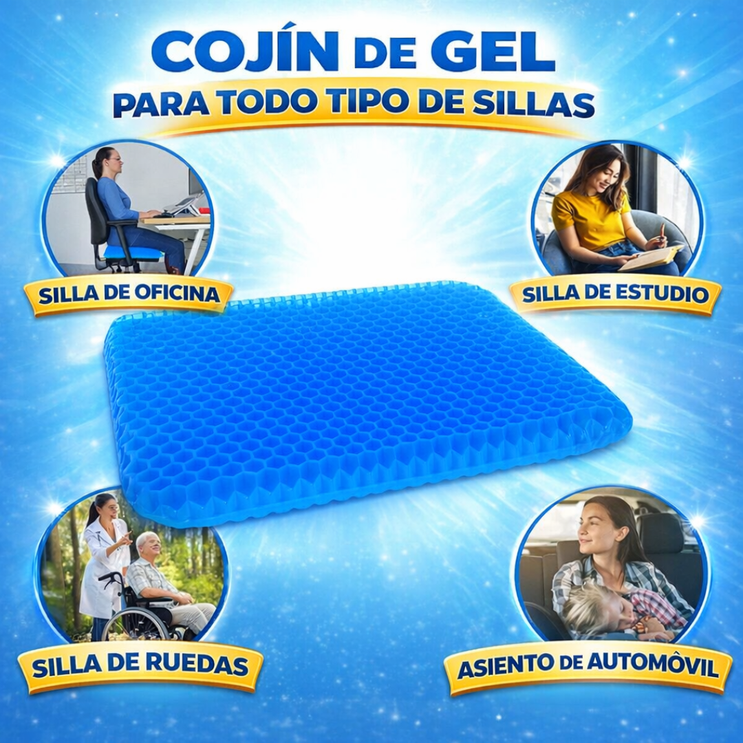 Cojín de Gel Ergonómico ComfortGel™ - Alivia la Presión y Elimina el Dolor al Sentarte por Horas
