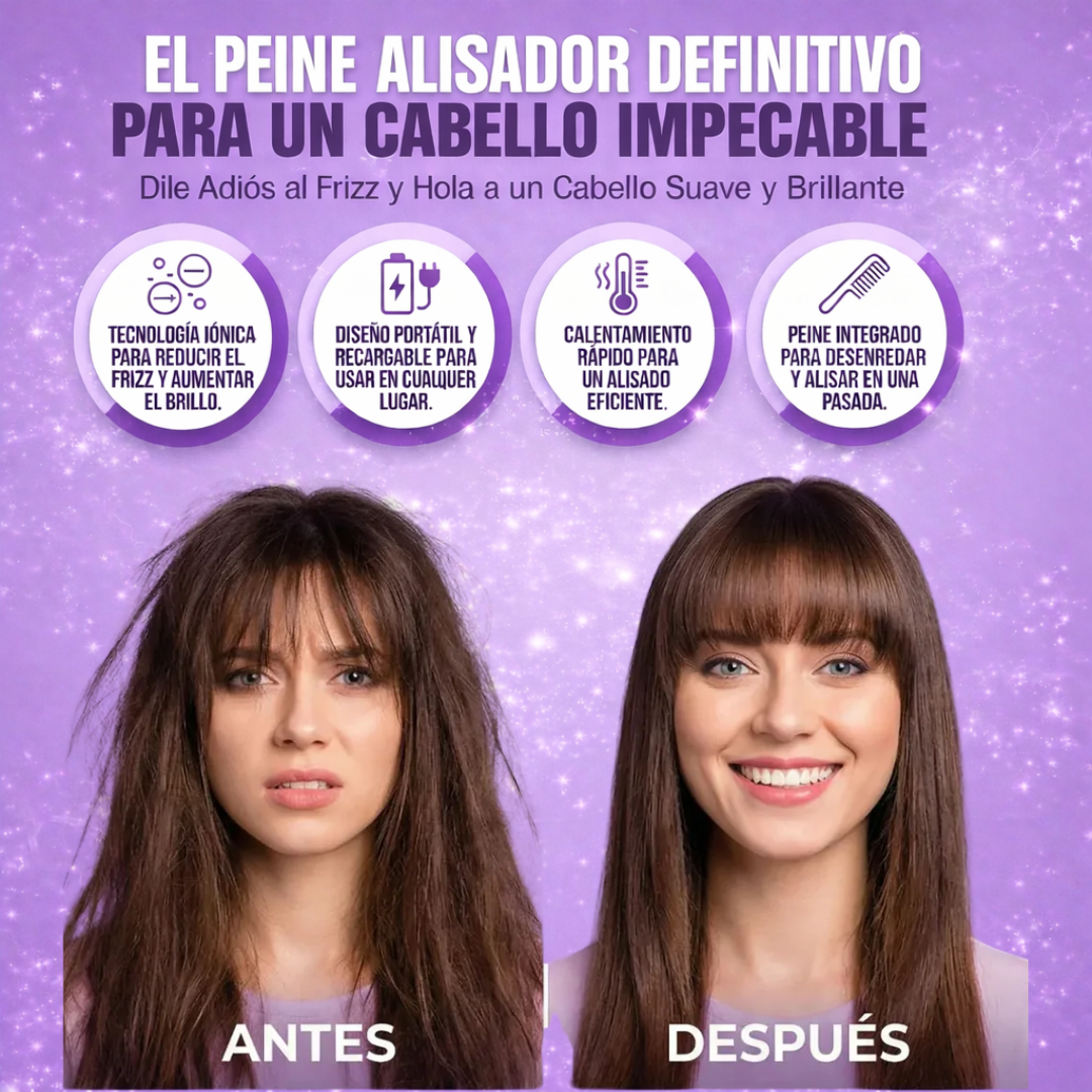 Mini Peine Alisador Iónico Inalámbrico Winner™ – ¡Controla el Frizz en Minutos!