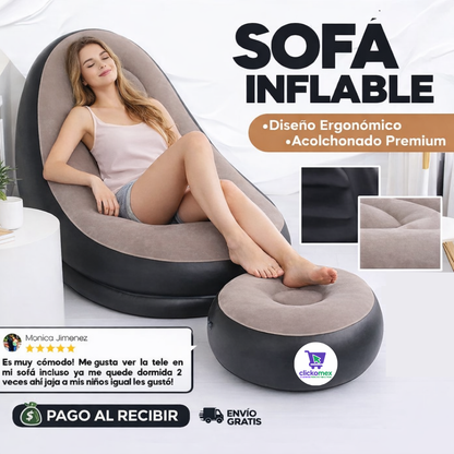 Sillón Inflable Ergonómico Tipo Lounge con Reposapiés | Ideal para Relajarte y Descansar en Cualquier Rincón de tu Hogar.