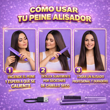 Mini Peine Alisador Iónico Inalámbrico Winner™ – ¡Controla el Frizz en Minutos!