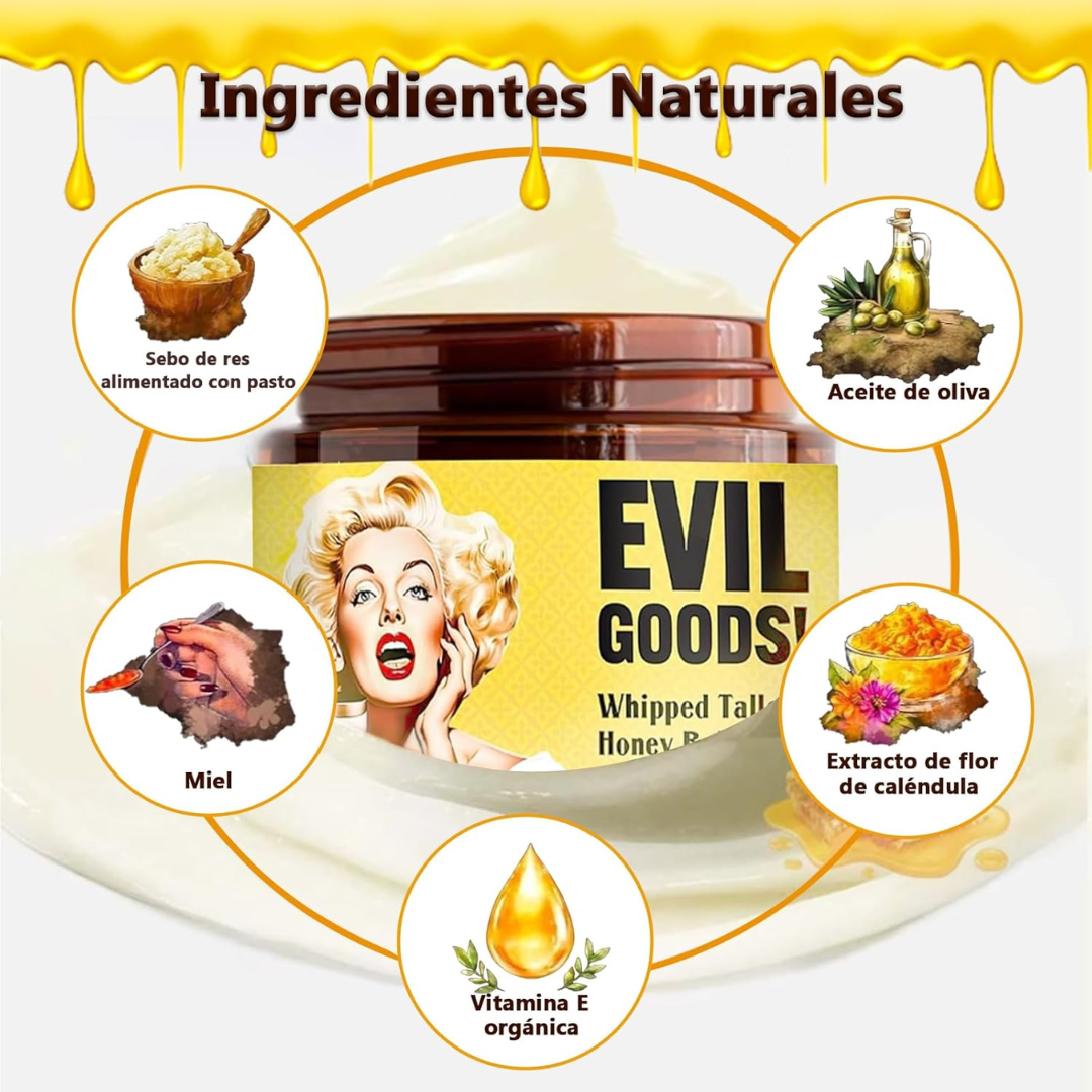 Crema Hidratante Facial Evil Goods™ - Bálsamo Natural de Sebo y Miel