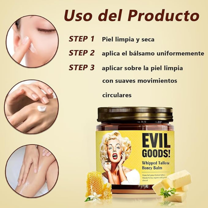 Crema Hidratante Facial Evil Goods™ - Bálsamo Natural de Sebo y Miel