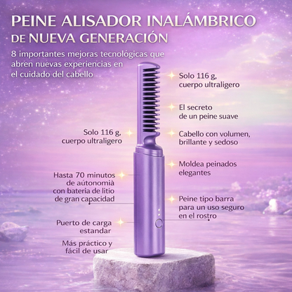 Mini Peine Alisador Iónico Inalámbrico Winner™ – ¡Controla el Frizz en Minutos!