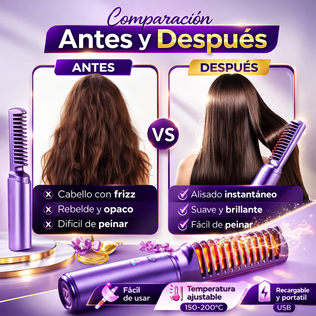 Mini Peine Alisador Iónico Inalámbrico Winner™ – ¡Controla el Frizz en Minutos!