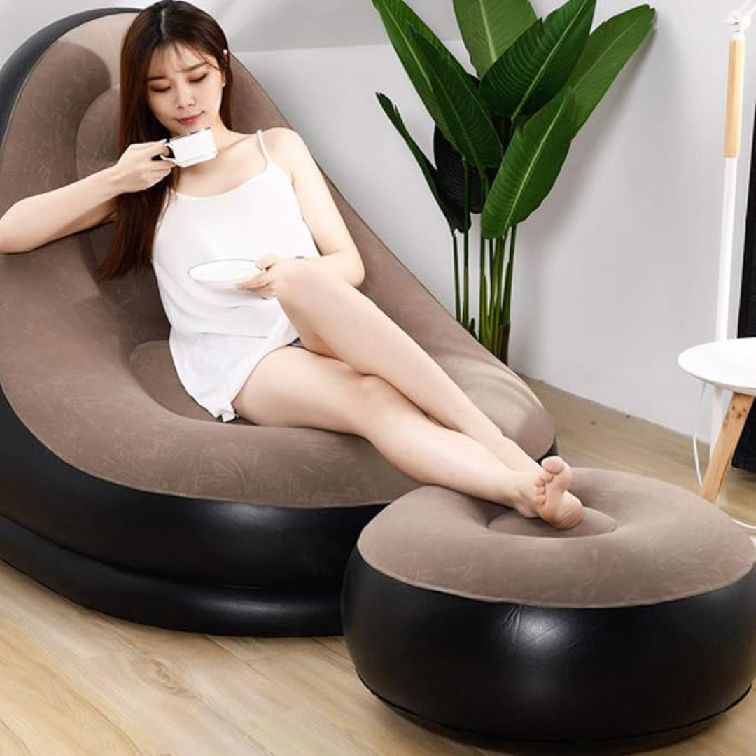 Sillón Inflable Ergonómico Tipo Lounge con Reposapiés | Ideal para Relajarte y Descansar en Cualquier Rincón de tu Hogar.
