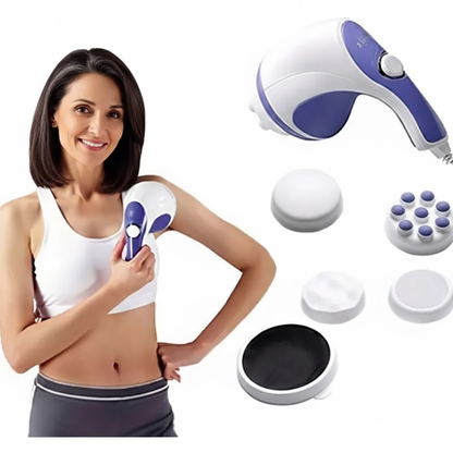 Masajeador Muscular Portatil con 4 Cabezales Intercambiables - ¡Relaja Tus Músculos y Alivia el Dolor!