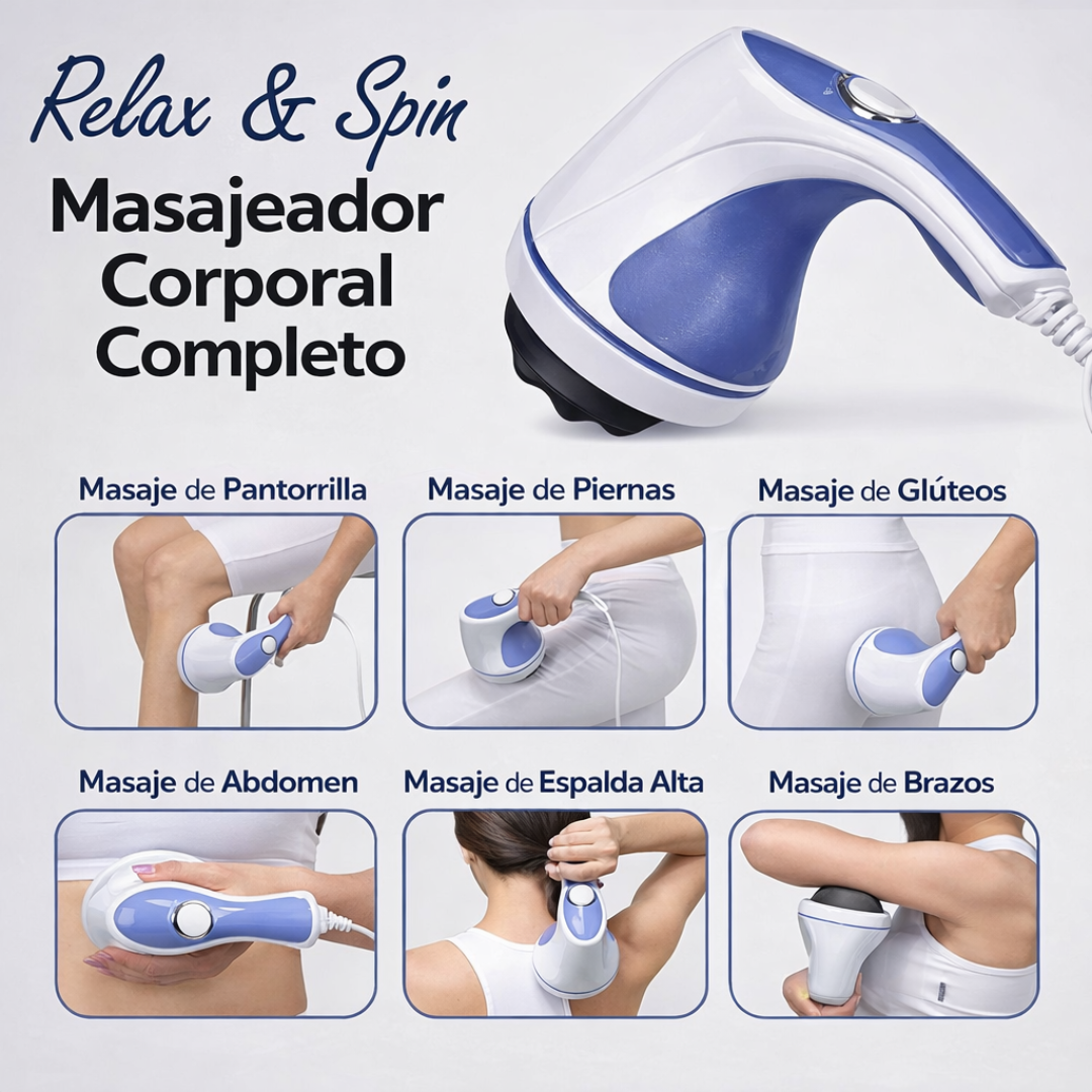 Masajeador Muscular Portatil con 4 Cabezales Intercambiables - ¡Relaja Tus Músculos y Alivia el Dolor!