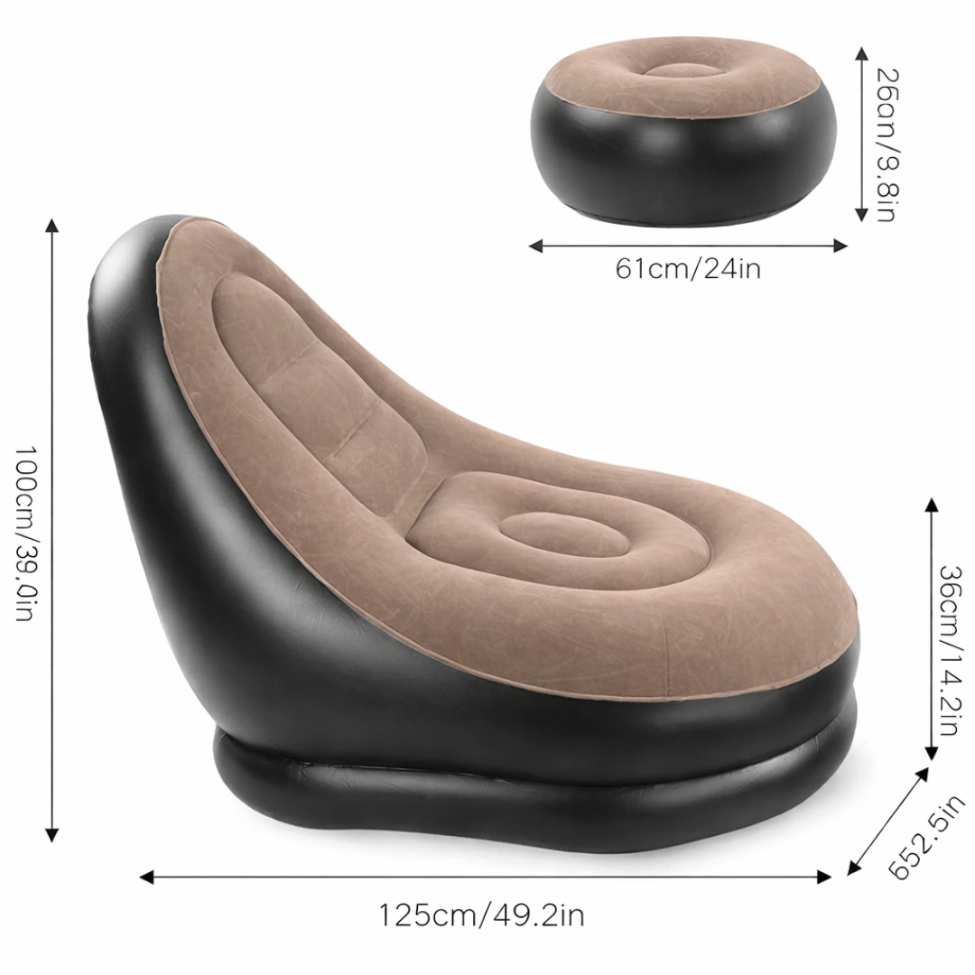 Sillón Inflable Ergonómico Tipo Lounge con Reposapiés | Ideal para Relajarte y Descansar en Cualquier Rincón de tu Hogar.