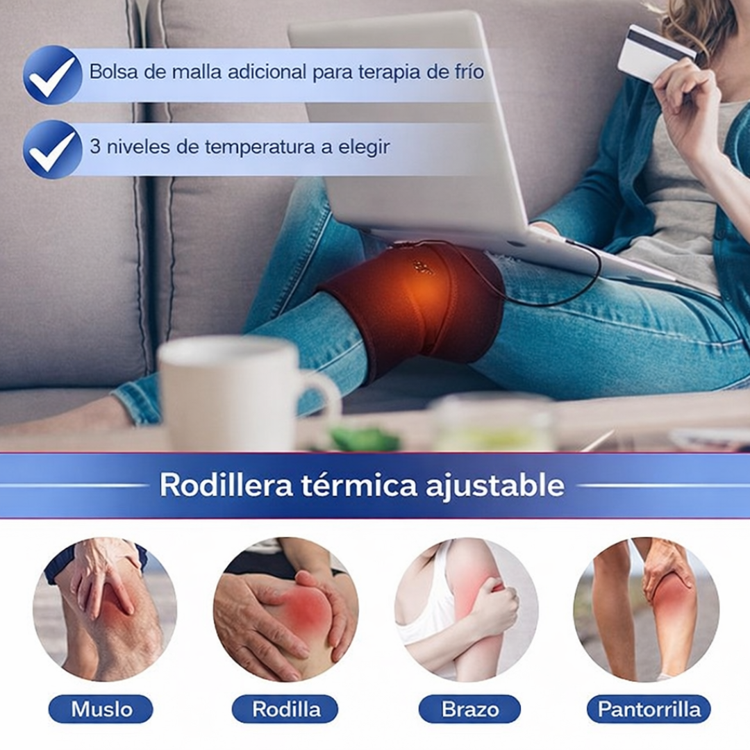 Rodillera Térmica Ajustable con Terapia de Calor y Frío | Alivia el Dolor y Ayuda a Recuperar tu Movilidad