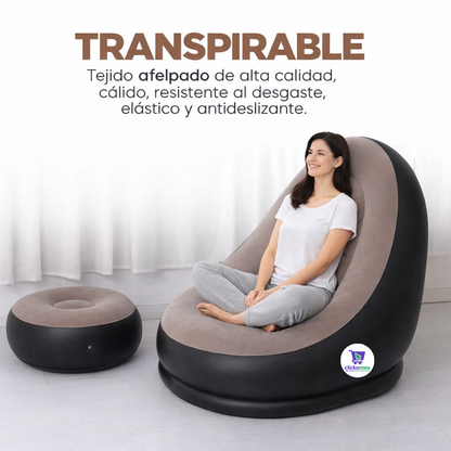 Sillón Inflable Ergonómico Tipo Lounge con Reposapiés | Ideal para Relajarte y Descansar en Cualquier Rincón de tu Hogar.